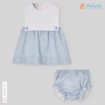 Knit And Fabric Dress With Bloomer Espuma