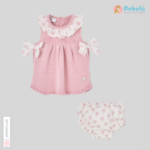 Knit And Fabric Dress With Bloomer