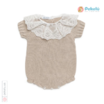 Baby Knitted Romper with Lace Collar