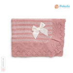 Knitted Baby Shawl with Bow