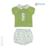 Baby Knit and Fabric Set with Seahorse Print