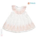 Dress wit Waist Seam, Lace Details and Ruffle Trim