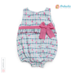 Romper in Checkered Fabric with Bow