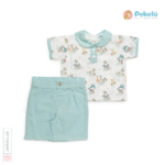 Boys Short Sleeve Shirt Set with Safari Print