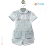 Baby Romper with Peter Pan Collar Shirt Arcilla