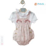 Baby Romper with Ruffle Collar Shirt Arcilla